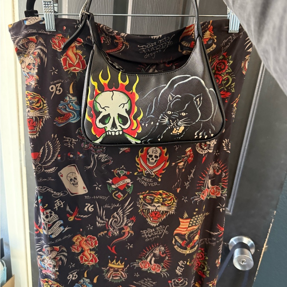 Ed hardy tube top dress in xl and matching purse